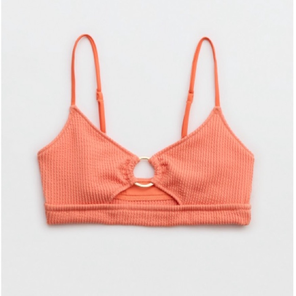 Aerie Coral Textured Bikini Set